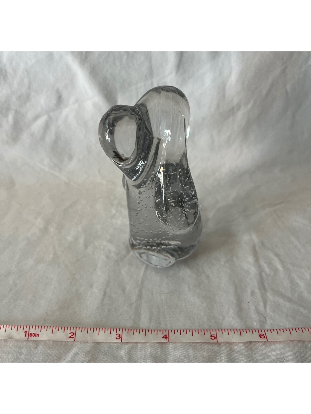 Vintage Leonard Towle Art Glass Hound Dog Paperweight with Bullicante Bubbles